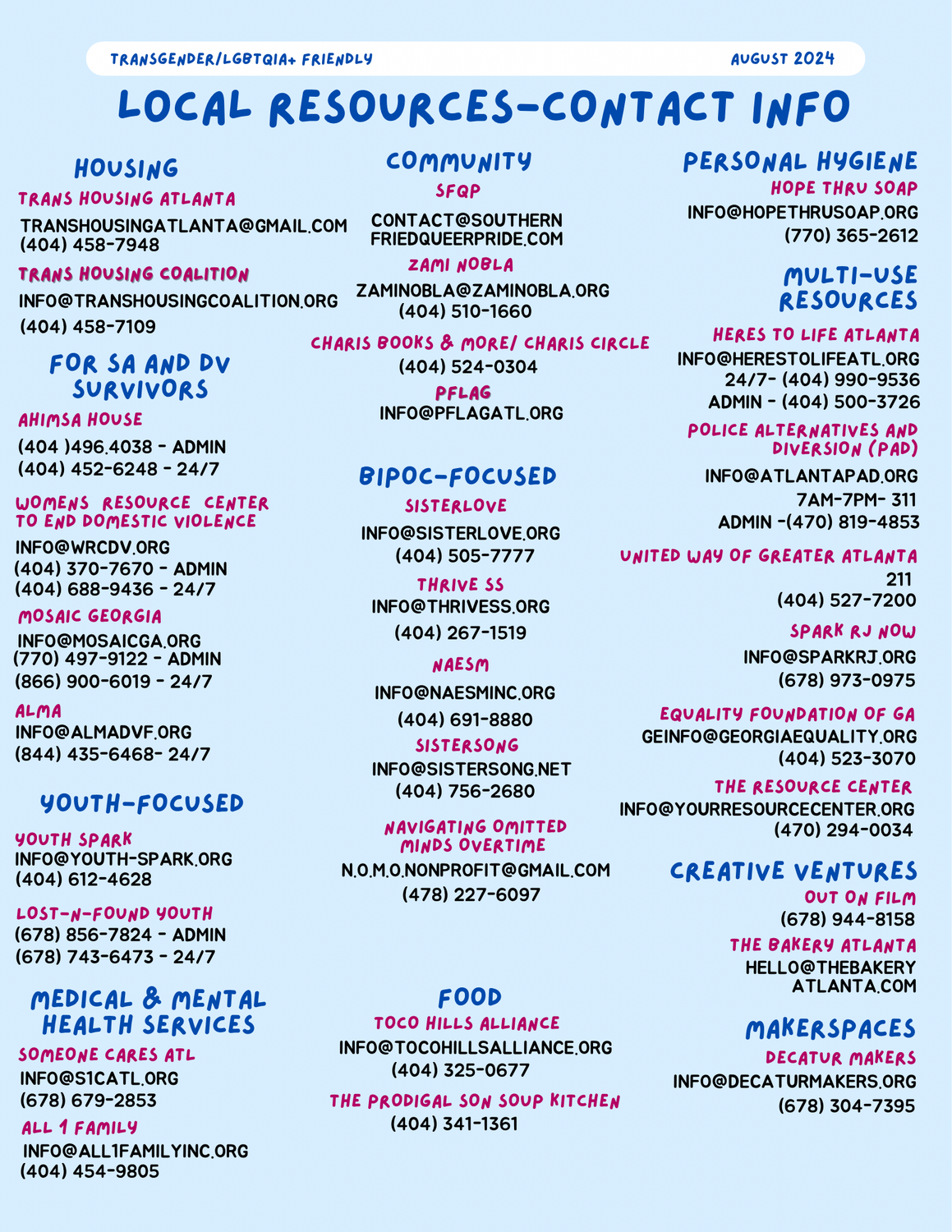 Local Resources Flyer, 2024